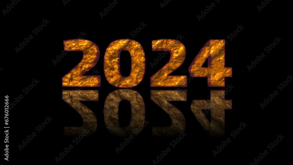 4k Happy new year 2024 animation with yellow and gray textured effect on plain black background 4k Happy new year 2024 animation with yellow and gray textured effect on plain black background