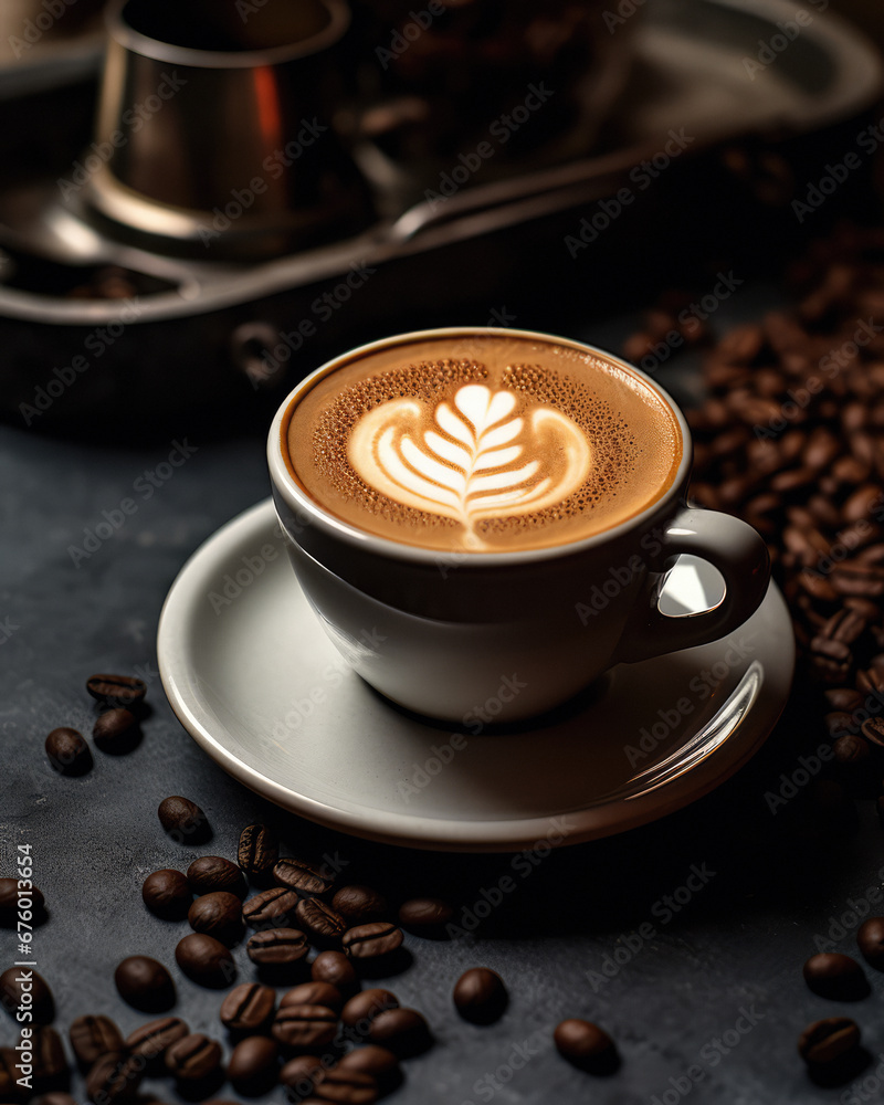 A Close-up of a Coffee Cup and Cffee Beans for Commercial Shot A Close-up of a Coffee Cup and Cffee Beans for Commercial Shot