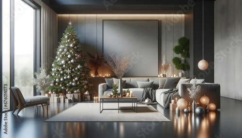  A modernly designed living ambiance with subtle Christmas decoration 