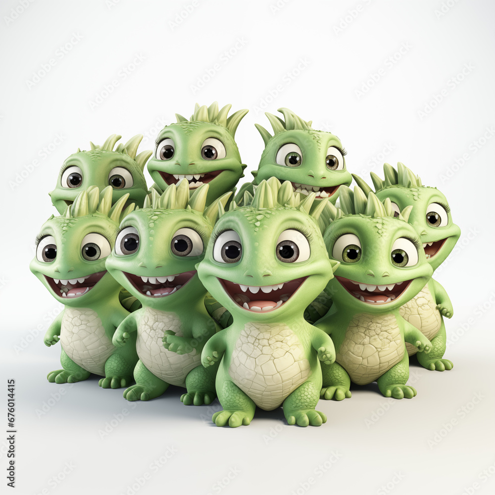 ai generated image of a cute cartoon dragons on white background ai generated image of a cute cartoon dragons on white background