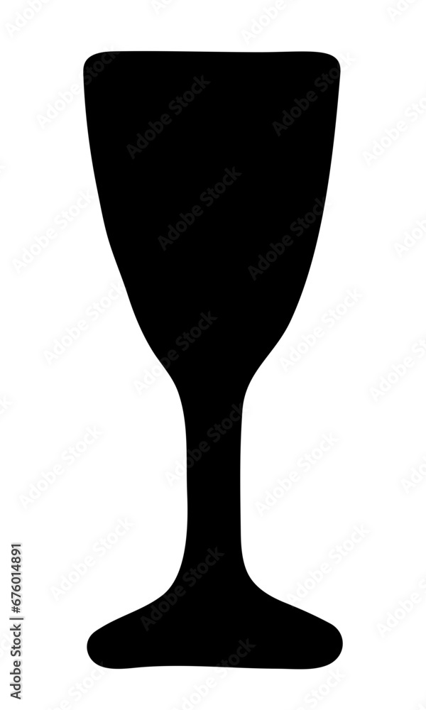 Drink dishes wine glass. Hand drawn illustration. Black vector silhouette isolated on transparent background Drink dishes wine glass. Hand drawn illustration. Black vector silhouette isolated on transparent background