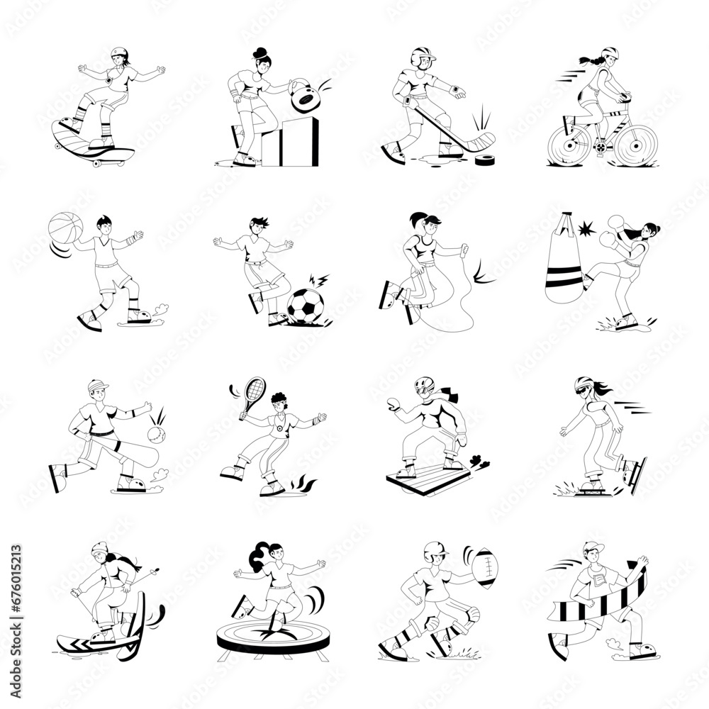 Pack of Sports Glyph Illustrations 
