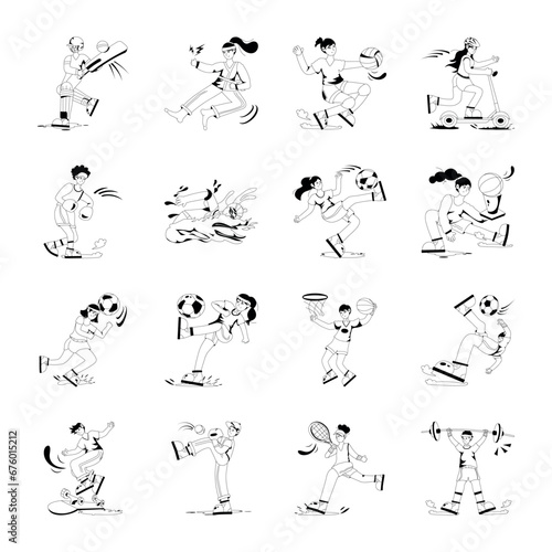 Collection of Sportsman Glyph Illustrations 


