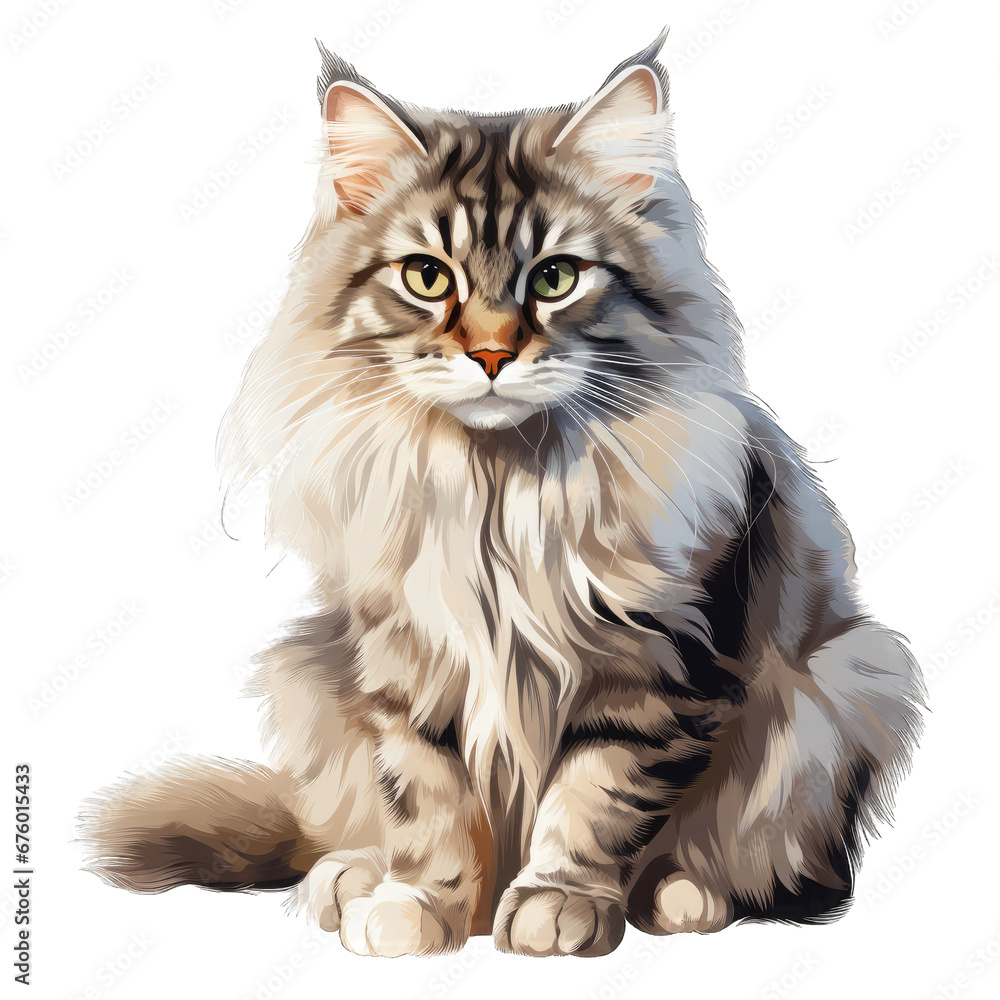 Siberian cat clipart with transparent background