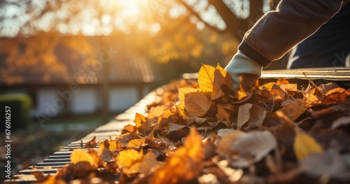 Tackling Roof Gutter Cleaning in the Fall Season. Generative AI