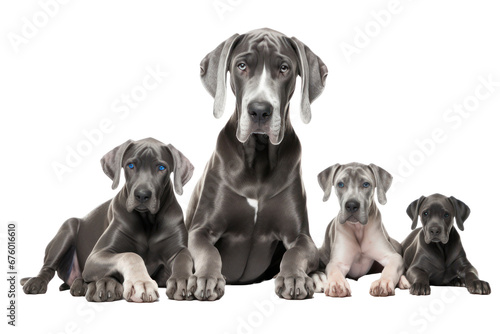 Great Dane dogs looking at the camera isolated on transparent background photo
