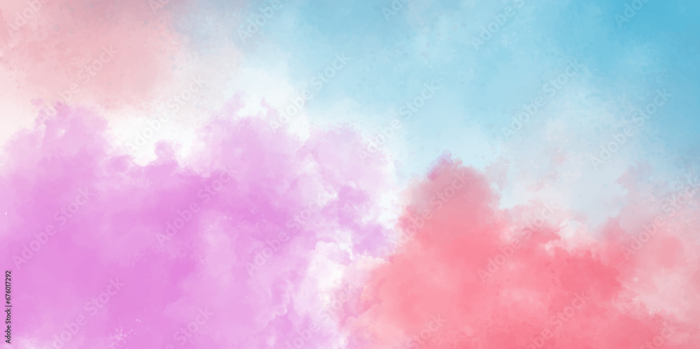 Pink, Blue sky with clouds and Abstract watercolor digital art painting for texture background Blue watercolor concept, vector. Soft watercolor. Abstract colorful blue background. Beautiful blue water Pink, Blue sky with clouds and Abstract watercolor digital art painting for texture background Blue watercolor concept, vector. Soft watercolor. Abstract colorful blue background. Beautiful blue water
