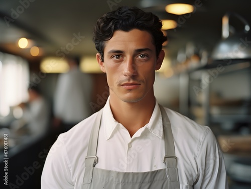 Intense Gaze: Captivating Image of a Young Chef Immersed in his Work