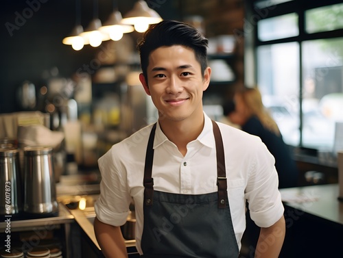 Connecting with Customers: Genuine Smile of a Young Barista Caught on Camera