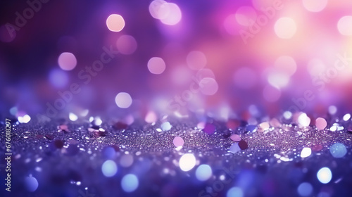 Abstract de-focused blurred bokeh background purple color. Winter background. New Year and Christmas concept
