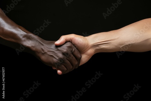 Interracial handshake. Cultural diversity concept