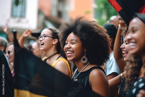 Afro-American Woman Celebrating People of Color's Rights Day