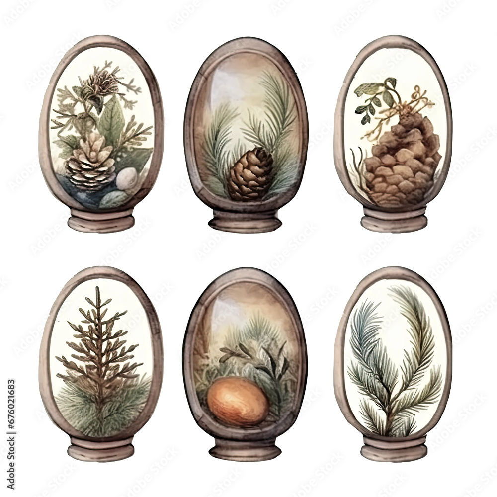 Scandinavian Christmas Watercolor Elements, without background in PDF format Scandinavian Christmas Watercolor Elements, without background in PDF format