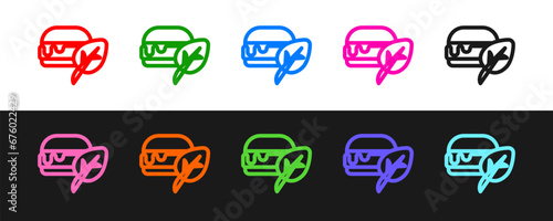 Set line Vegan food diet icon isolated Set line background. Organic, bio, eco symbol. Vegan, no meat, lactose free, healthy, fresh and nonviolent food. Vector