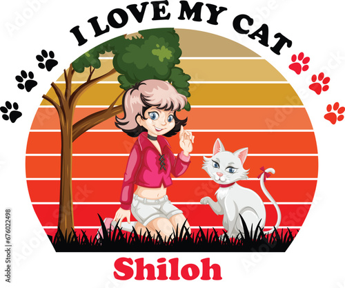 Shiloh Is My Cute Cat, Cat name t-shirt Design