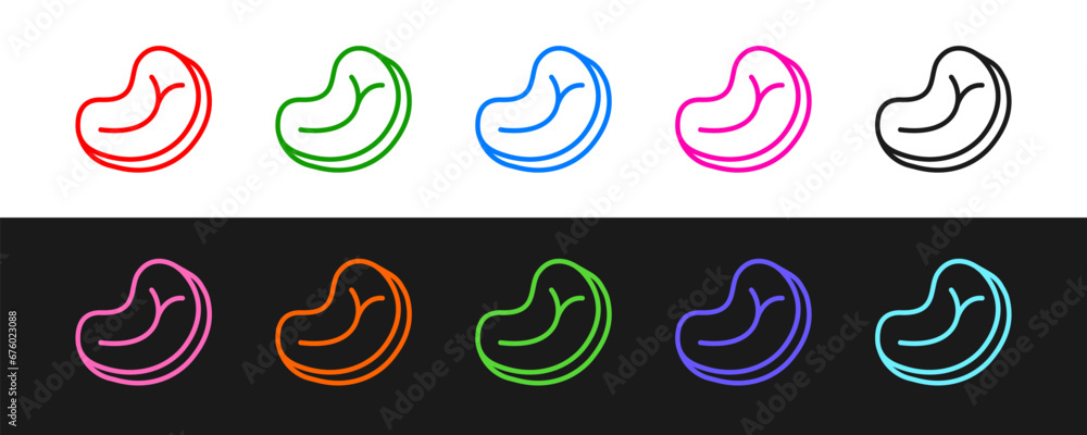 Set line Steak meat icon isolated on black and white background. Vector Set line Steak meat icon isolated on black and white background. Vector
