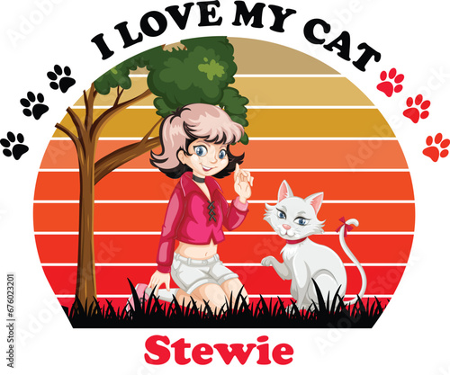 Εκτύπωση καμβά Stewie Is My Cute Cat, Cat name t-shirt Design