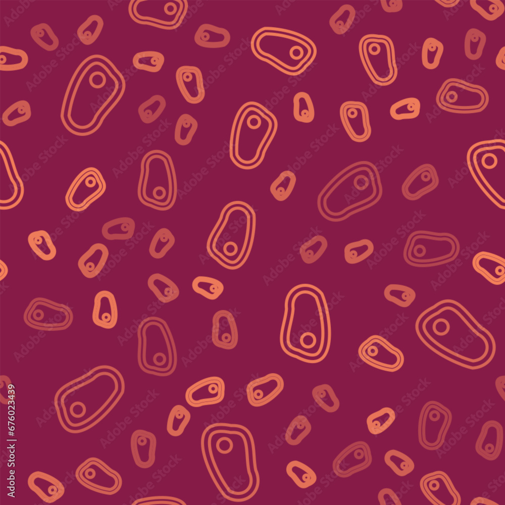Brown line Steak meat icon isolated seamless pattern on red background. Vector Brown line Steak meat icon isolated seamless pattern on red background. Vector