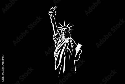 statue of liberty  white on black  AI generated