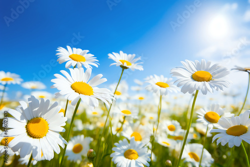 daisy field in spring, AI generated