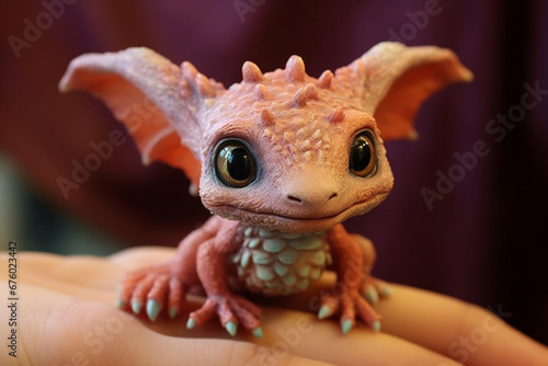 Delight in the charm of a small dragon toy, a funny companion for moments of enchantment and play. Ai generated