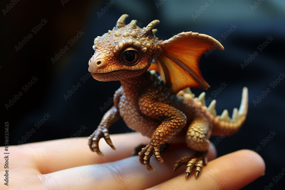 Delight in the charm of a small dragon toy, a funny companion for moments of enchantment and play. Ai generated Delight in the charm of a small dragon toy, a funny companion for moments of enchantment and play. Ai generated