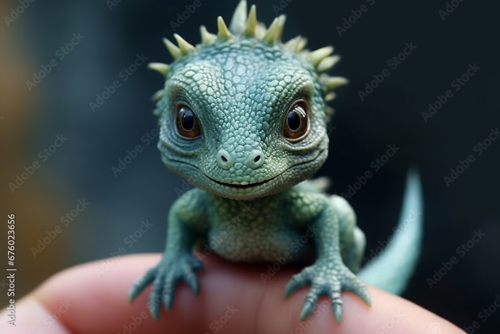 Obraz premium Delight in the charm of a small dragon toy, a funny companion for moments of enchantment and play. Ai generated