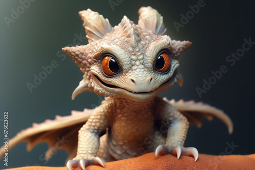 Delight in the charm of a small dragon toy, a funny companion for moments of enchantment and play. Ai generated