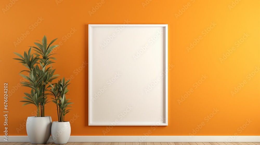Dracaena potted in front of bright orange wall ai generated frame mock up plants interior Dracaena potted in front of bright orange wall ai generated frame mock up plants interior