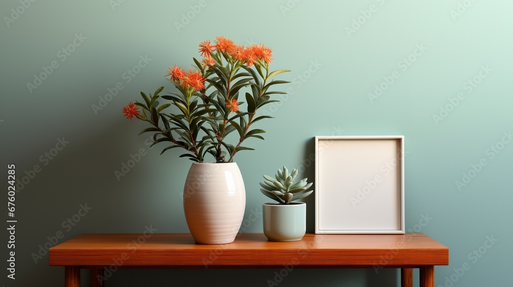 Crimson penda, succulent ceramic vases ai generated frame mock up plants interior Crimson penda, succulent ceramic vases ai generated frame mock up plants interior
