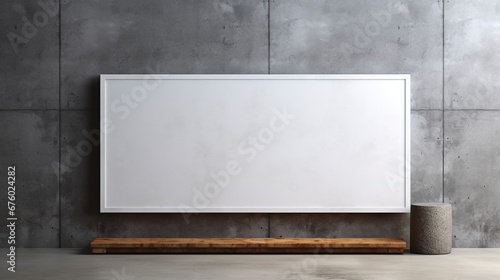 Concrete panels wooden bench ai generated frame mockup minimal