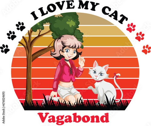 Vagabond Is My Cute Cat, Cat name t-shirt Design
