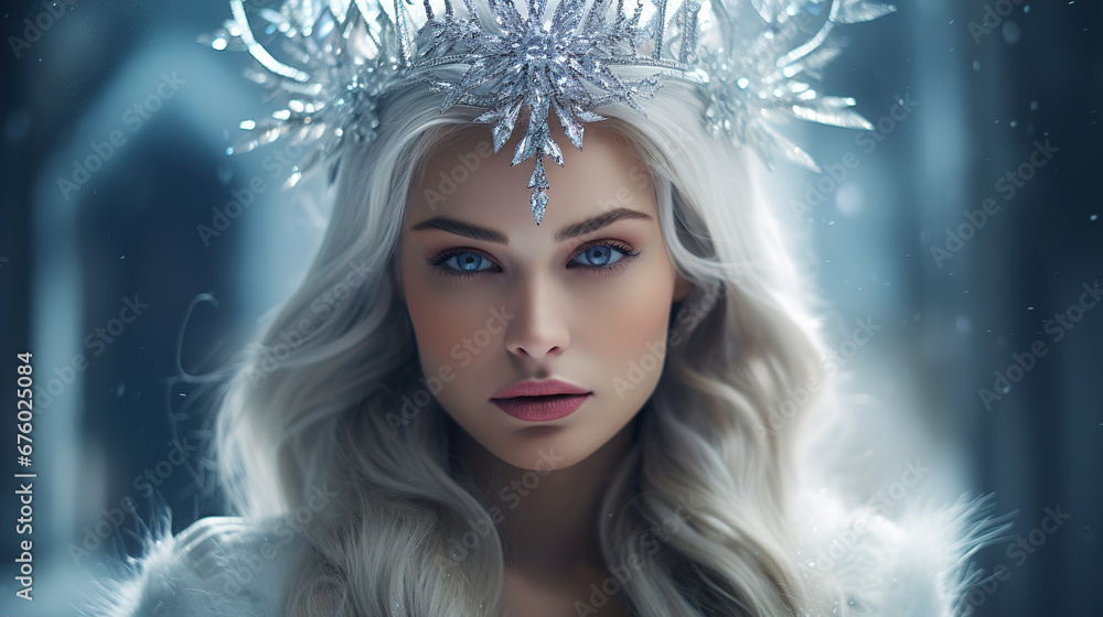 Beautiful snow queen in a silver crown. Fairytale princess Beautiful snow queen in a silver crown. Fairytale princess