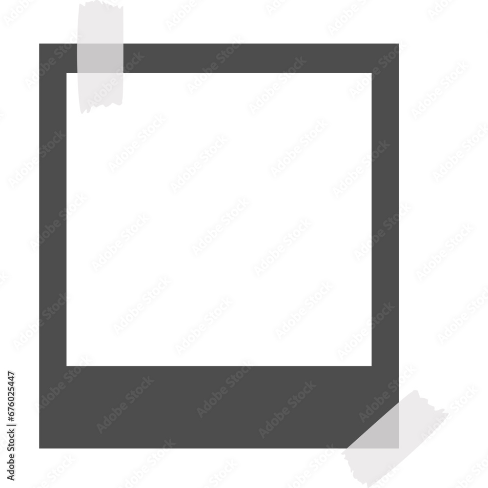 Blank polaroid photo frame with sticky tape isolated on white paper background Blank polaroid photo frame with sticky tape isolated on white paper background