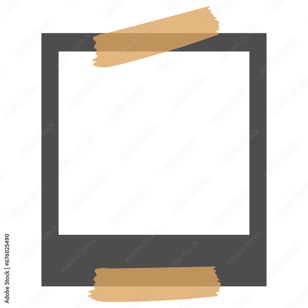 Blank polaroid photo frame with sticky tape isolated on white paper background Blank polaroid photo frame with sticky tape isolated on white paper background