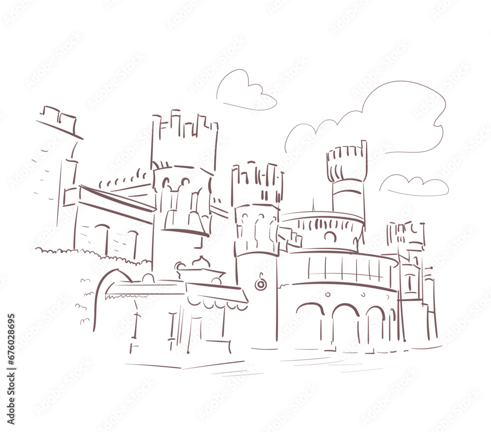 Bangalore Palace Karnataka India vector sketch city illustration line art sketch simple