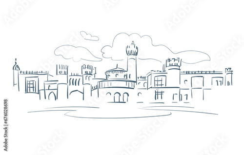 Bangalore Palace Karnataka India vector sketch city illustration line art sketch simple photo