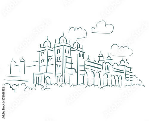 Mysore Palace Amba Vilas Palace Karnataka India vector sketch city illustration line art sketch simple