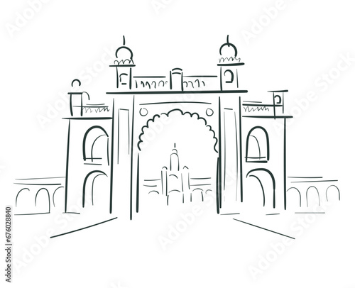 Mysore Palace Amba Vilas Palace Karnataka India vector sketch city illustration line art sketch simple