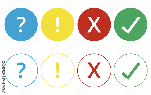  Set de iconos de signos sobre un fondo blanco aislado. Vista de frente y de cerca. Copy space