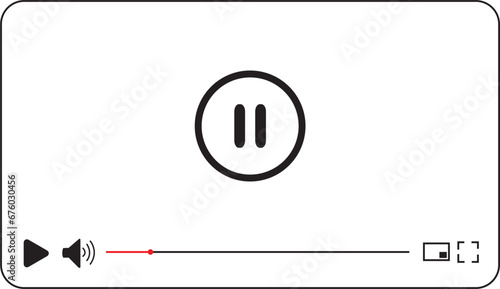 Icono en modo pausa de un reproductor de vídeo, música, multimedia. Vector photo