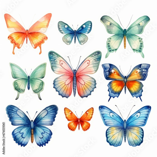 Watercolor butterflies on a white background © Ольга Никифорова