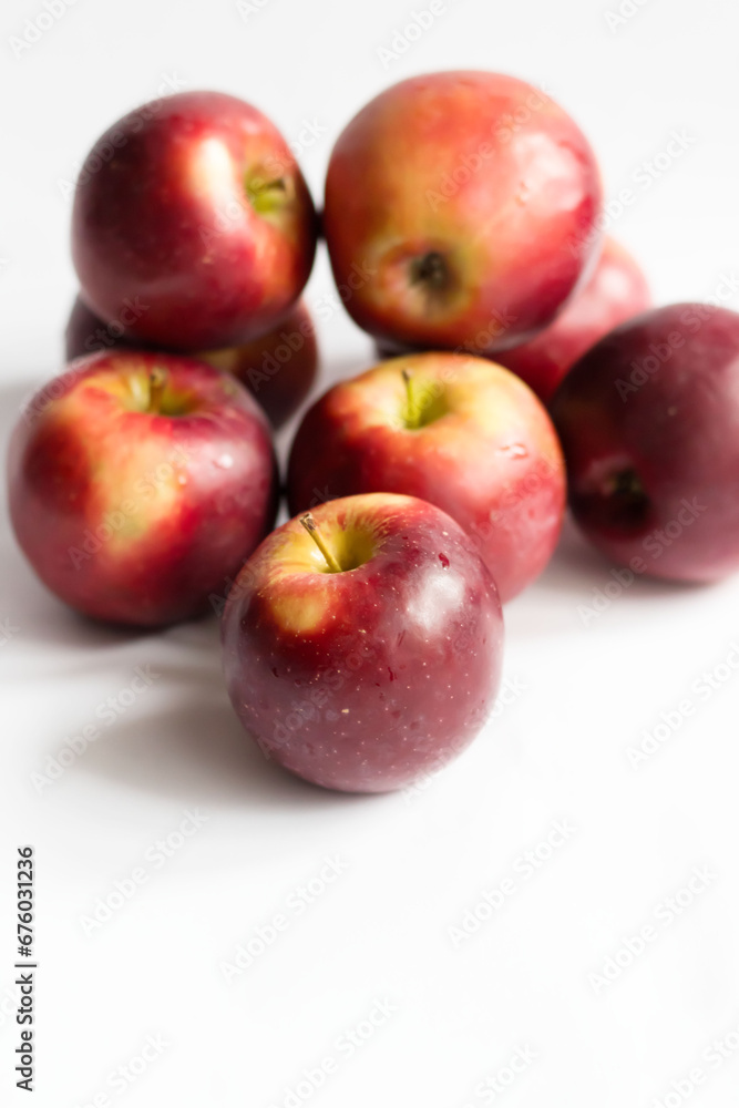 Red apples. on a white background. Fruits