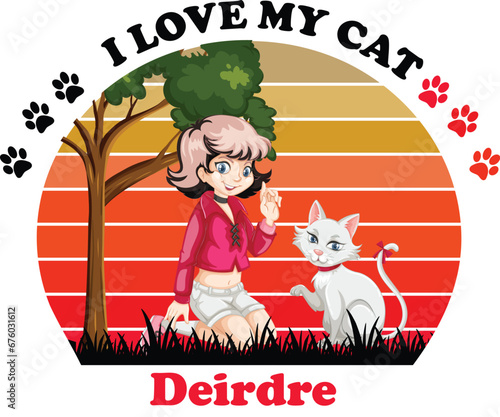 Deirdre Is My Cute Cat, Cat name t-shirt Design photo