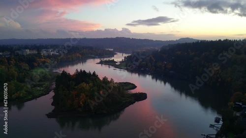 Sunset on the Willamette River | Aerial Shot