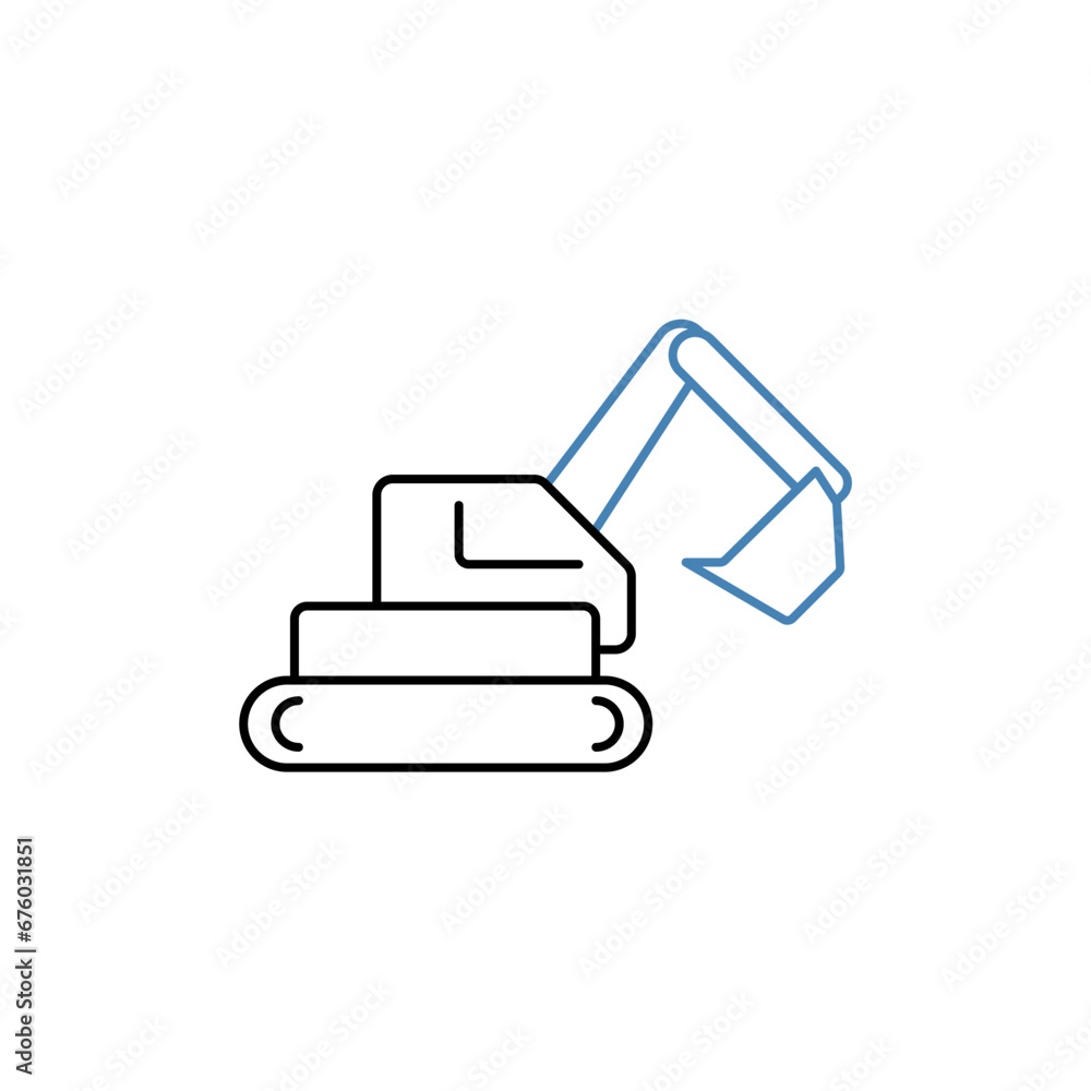Excavator concept line icon. Simple element illustration. Excavator concept outline symbol design. Excavator concept line icon. Simple element illustration. Excavator concept outline symbol design.