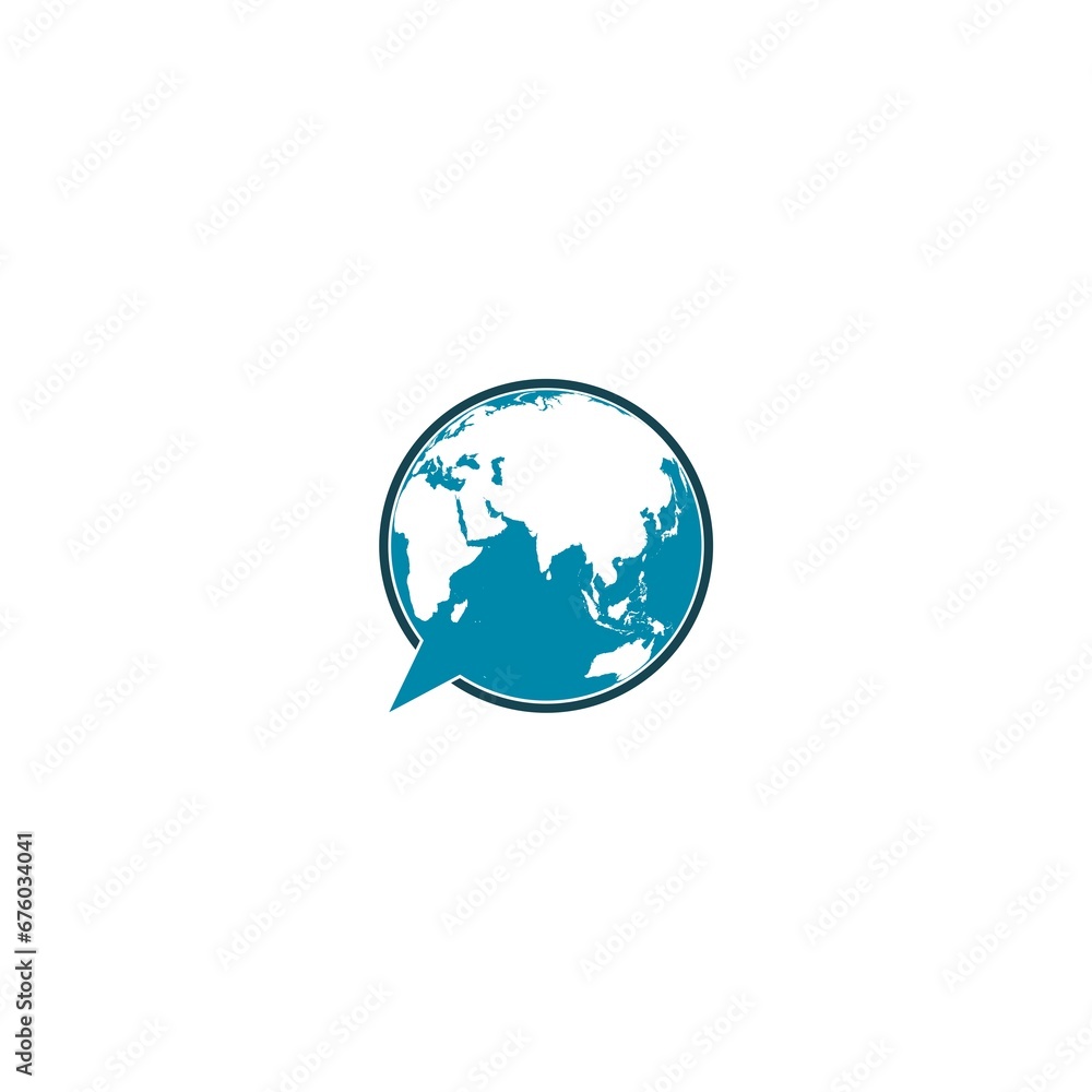 Translation globe icon. Language translation icon. Globe speech bubble icon isolated on white background