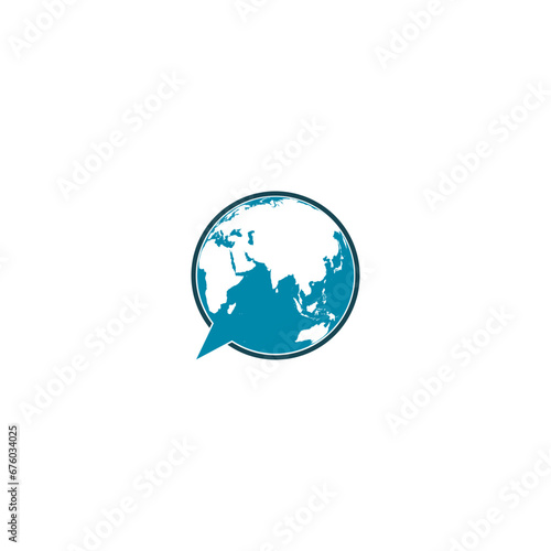 Translation globe icon. Language translation icon. Globe speech bubble icon isolated on white background