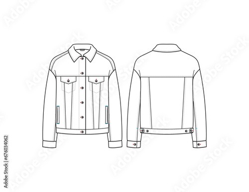 Oversized Loose Denim Trucker Jacket Womens AI Vector
