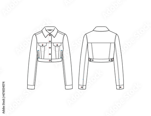 Cropped Denim Trucker Jacket Womens AI Vector